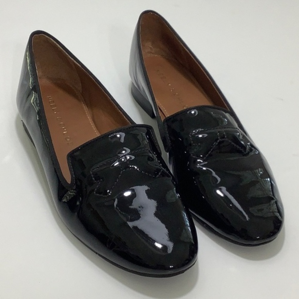 Neely & Chloe black patent Edie front bow flats size 6